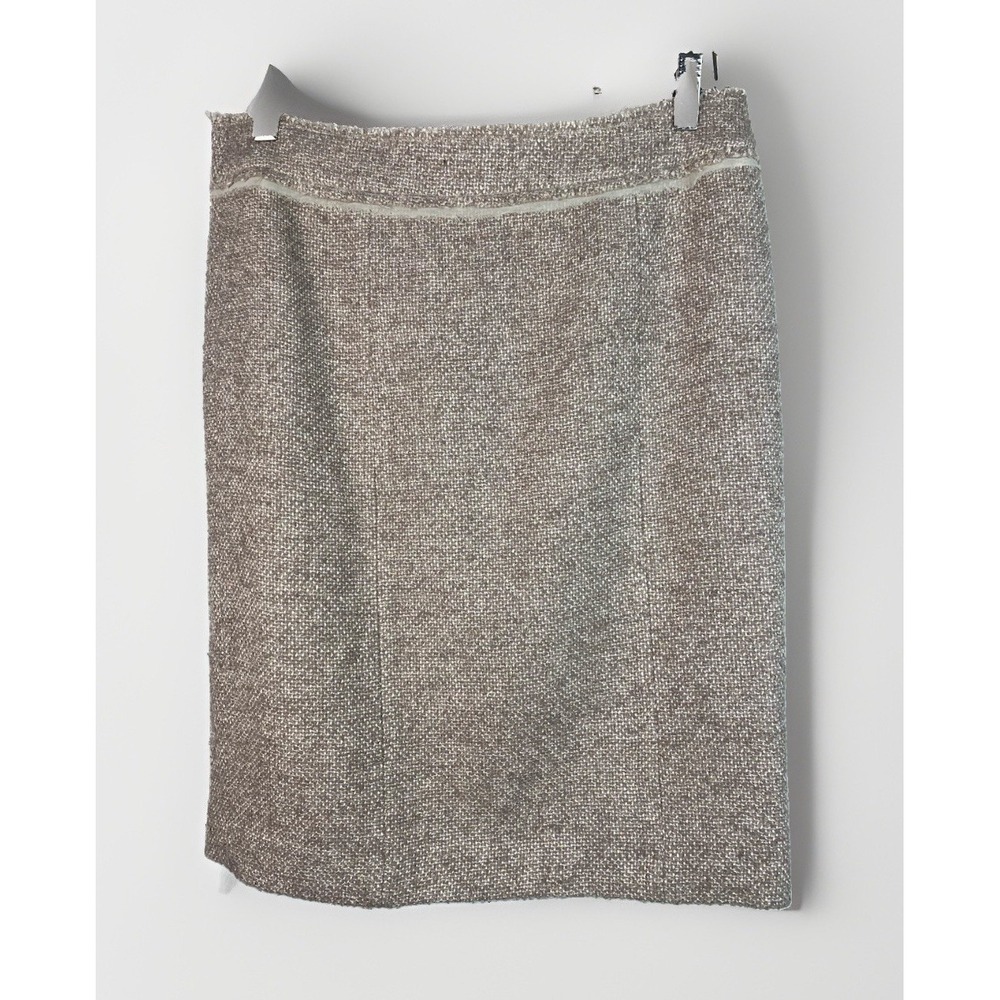 Ann Taylor Women's 8 Natural Beige Metallic Gold Tweed Pencil Skirt